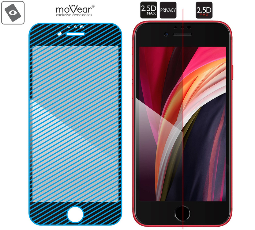 moVear GLASS mSHIELD 2.5D MAX privacy for Apple iPhone SE (2022 / 2020) / 8 / 7 [ROZMIAR_EKRAN] | (Privatizing, case friendly)