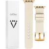 moVear Prestige S1 22mm Lederarmband für Apple Watch 10 / 9 / 8 / 7 / 6 / 5 / 4 / SE (42/41/40mm) Nude [Adapter und Schnalle zur Auswahl]