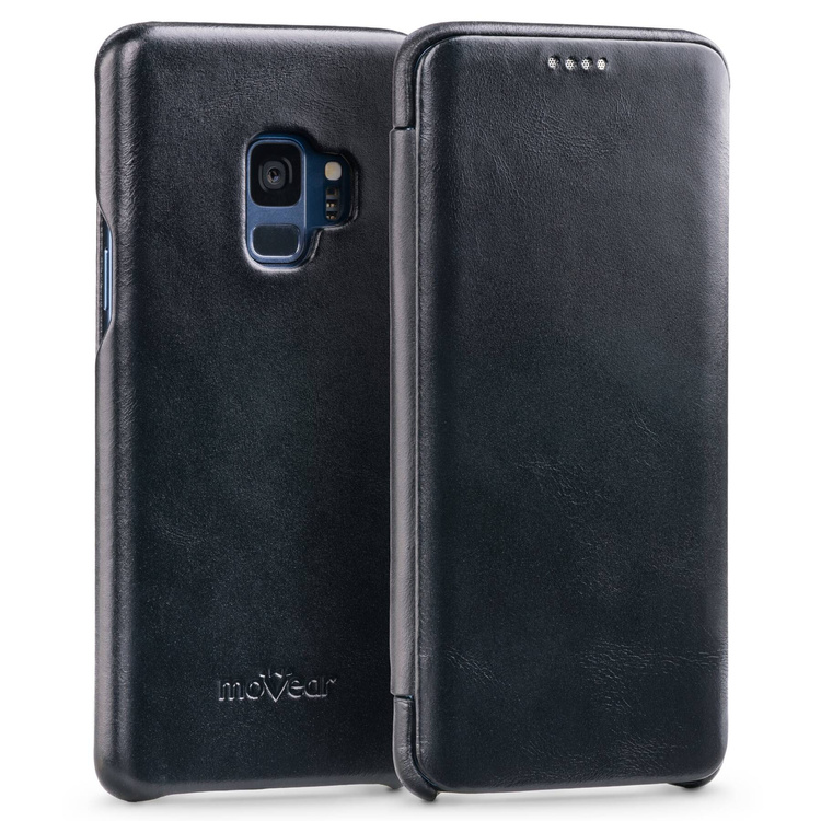 moVear flipSide S Leather slim case for Samsung Galaxy S9 (5.8") | Vintage Leather (Black)