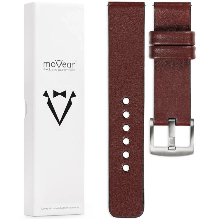 moVear Prestige S1 22mm Leather strap for Xiaomi Watch S1 / Mi Watch / Amzfit Auburn [sizes XS-XXL and buckle to choose from]