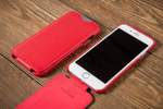 moVear flipDown C+ Leder-Hülle für Apple iPhone 6 / 6s | Glatte Ledercase, Rot